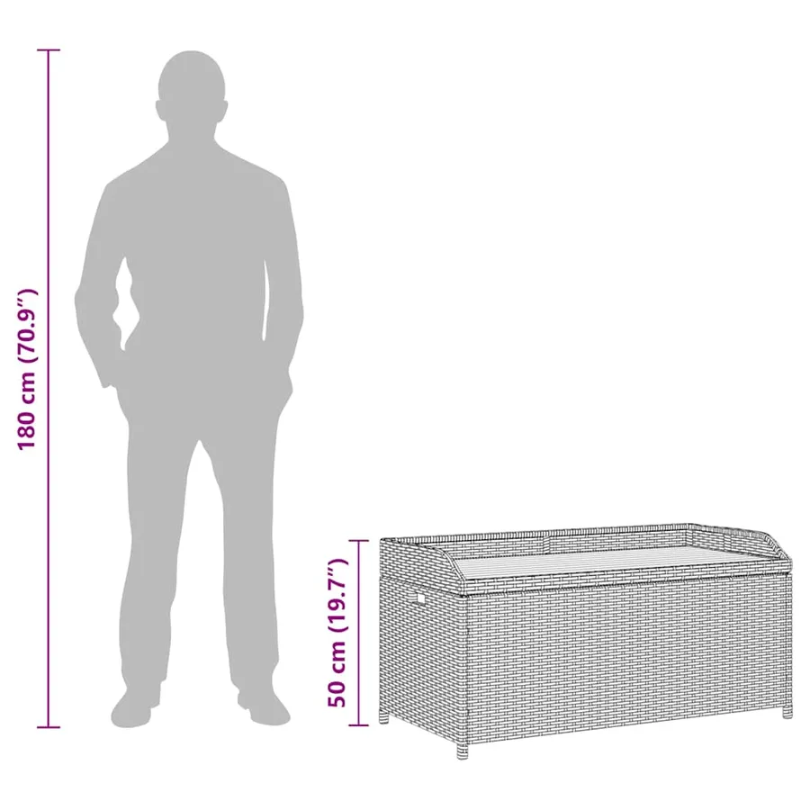 Banc de rangement de jardin 120 cm Résine tressée Noir - 12