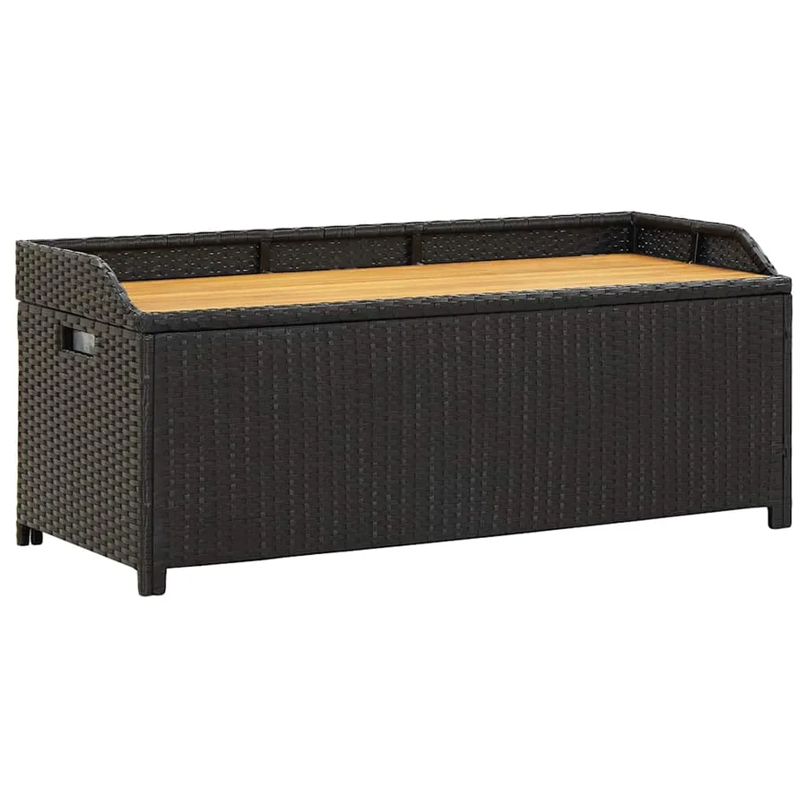 Banc de rangement de jardin 120 cm Résine tressée Noir - 2