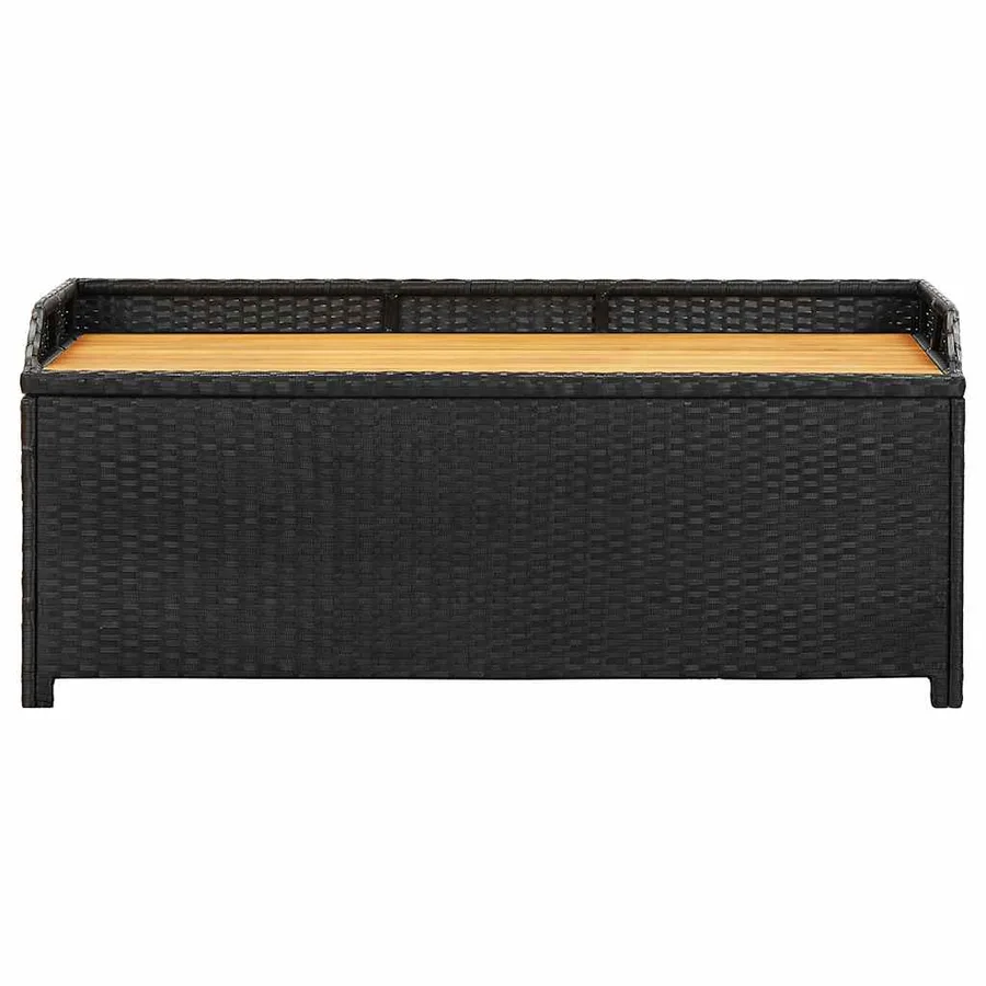 Banc de rangement de jardin 120 cm Résine tressée Noir - 4
