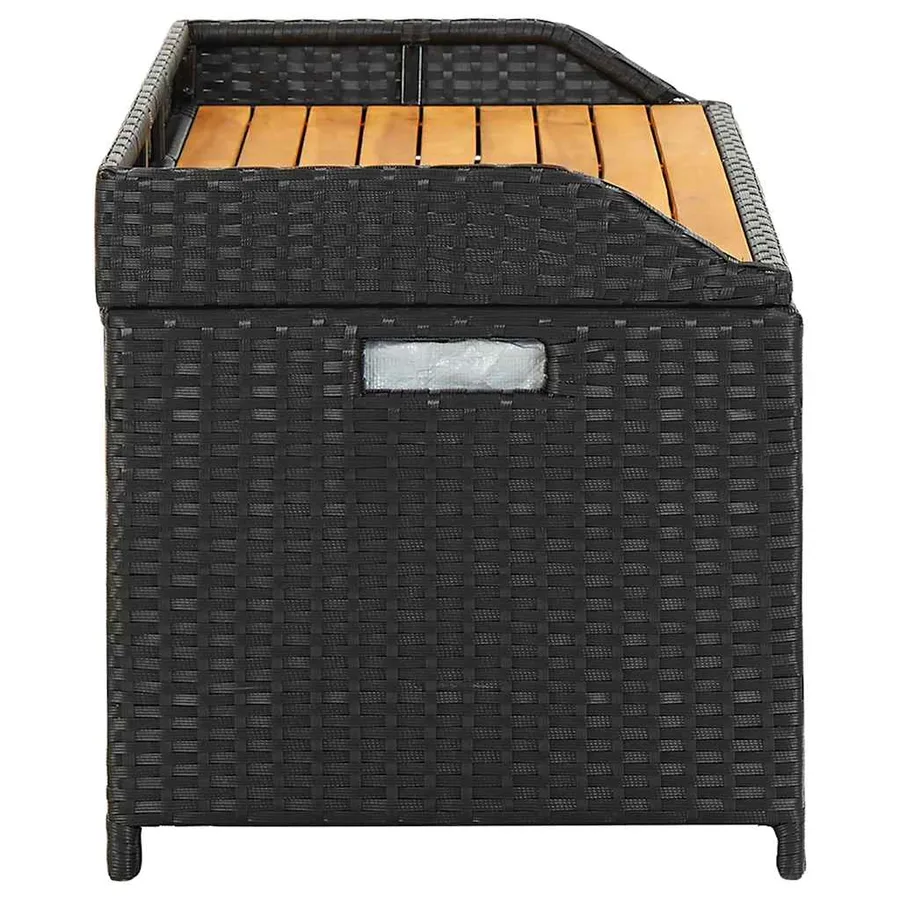 Banc de rangement de jardin 120 cm Résine tressée Noir - 6
