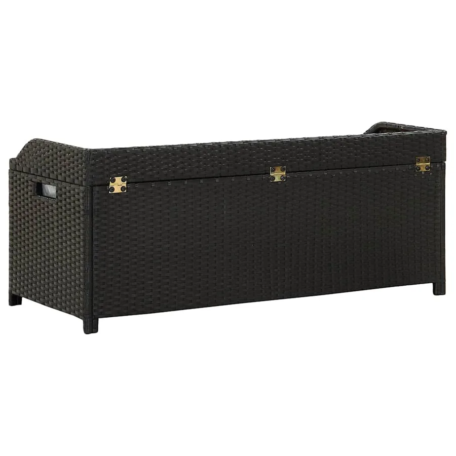 Banc de rangement de jardin 120 cm Résine tressée Noir - 7