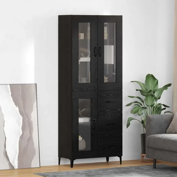 Haut Armoire Chêne noir 69,5 x 34 x 180 cm Bois d'ingénierie