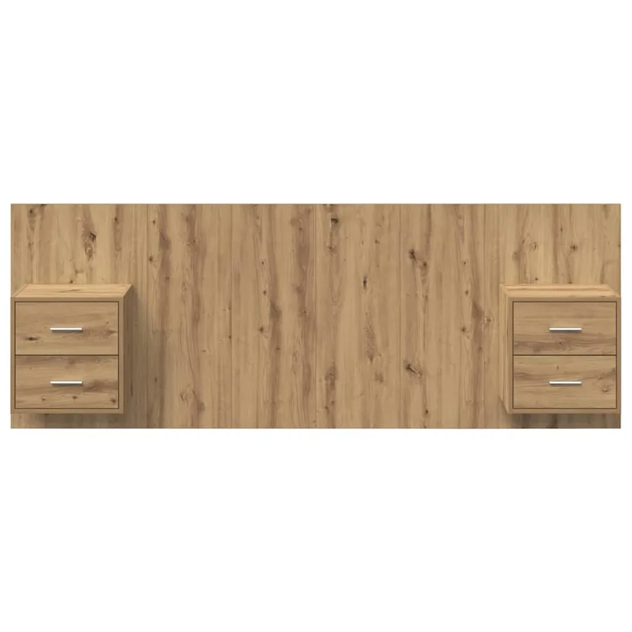Tête de lit avec armoire 3 pcs Chêne artisanal - 7