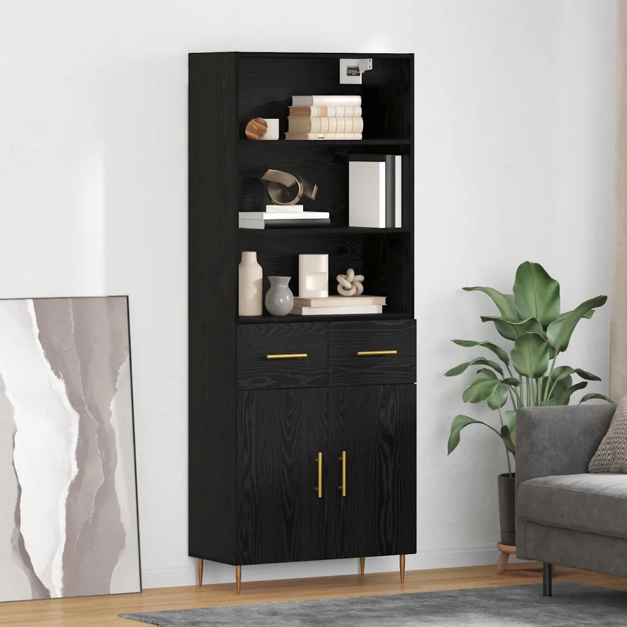 Haut Armoire Chêne noir 69,5 x 34 x 180 cm Bois d'ingénierie