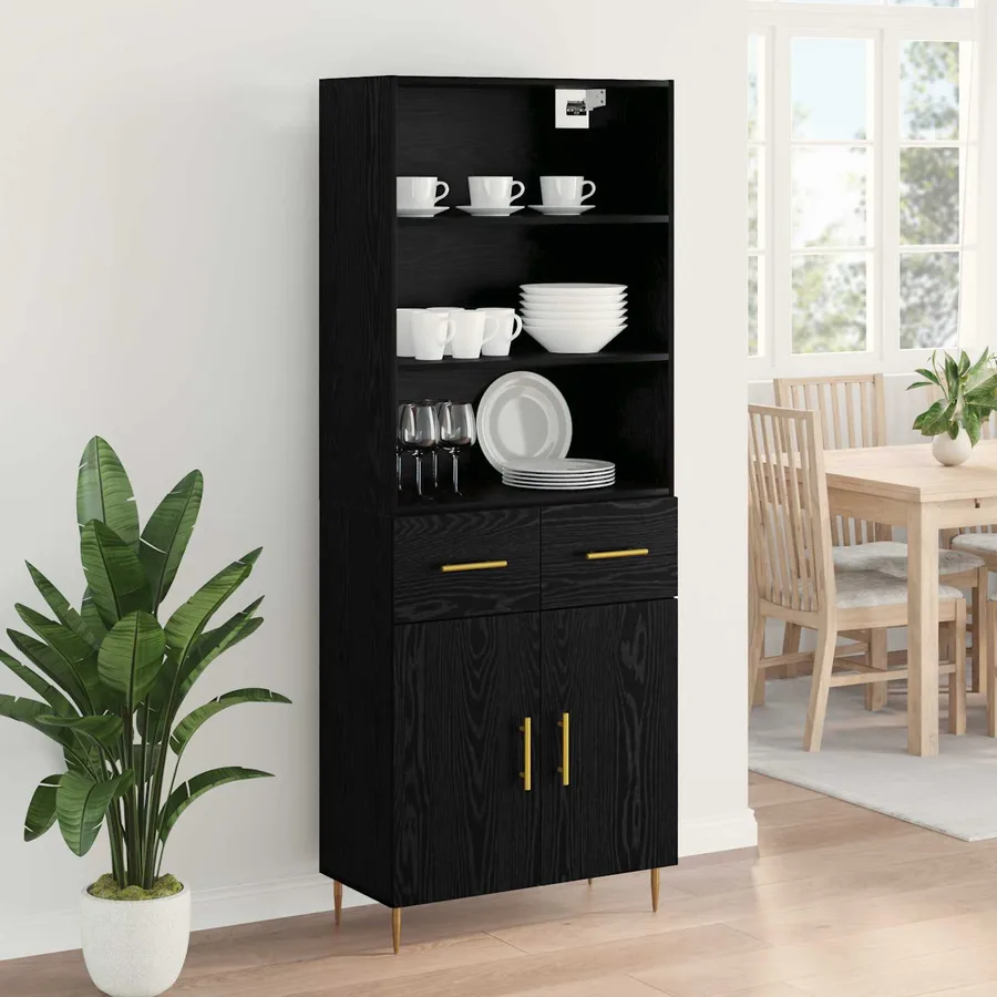 Haut Armoire Chêne noir 69,5 x 34 x 180 cm Bois d'ingénierie - 4