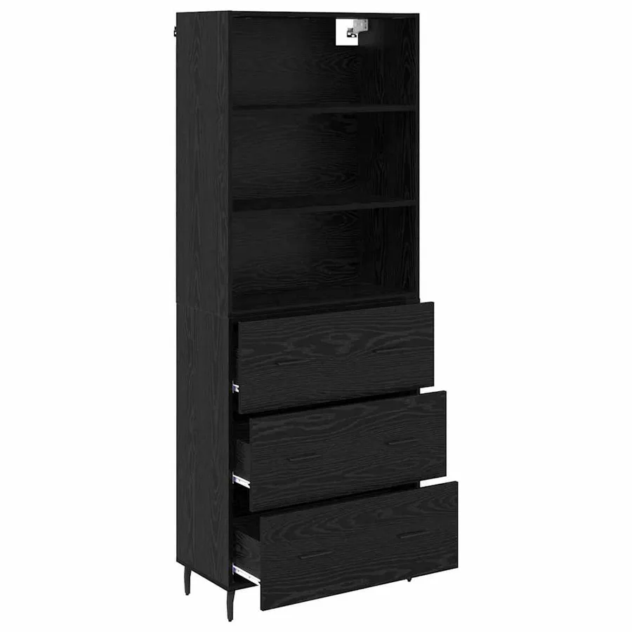 Haut Armoire avec tiroir Chêne noir 69,5 x 34 x 180 cm - 5