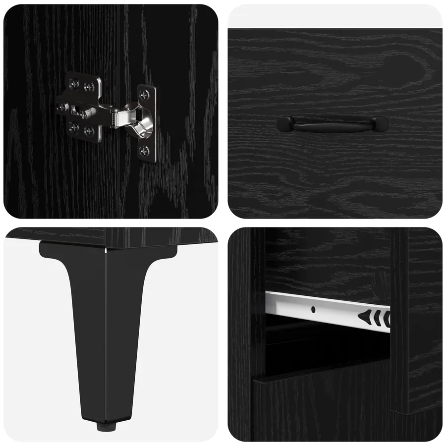 Haut Armoire Chêne noir 69,5 x 34 x 180 cm Bois d'ingénierie - 11