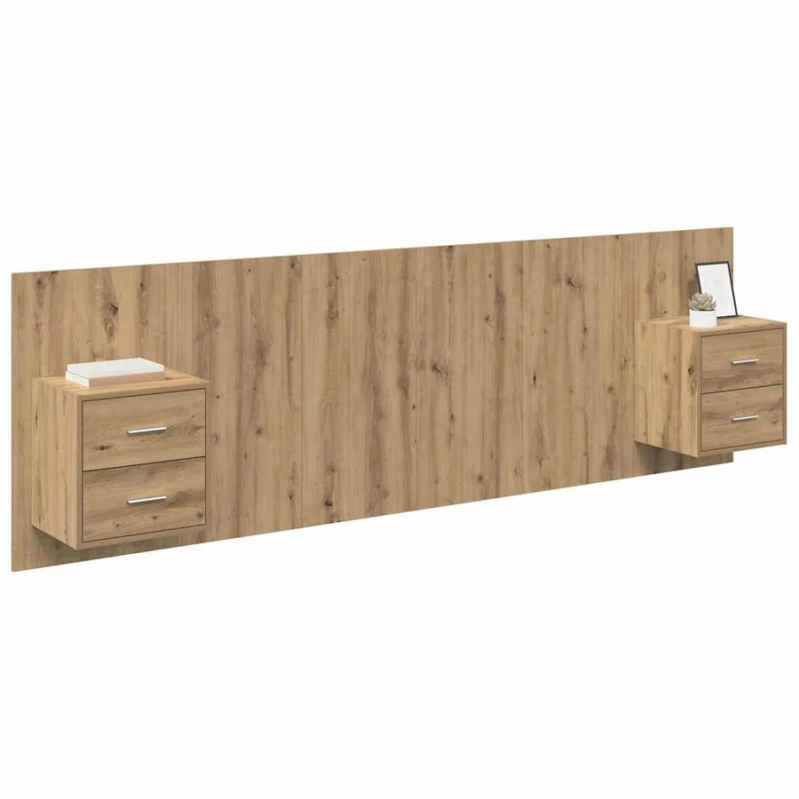 Tête de lit avec armoire 3 pcs Chêne artisanal - 3