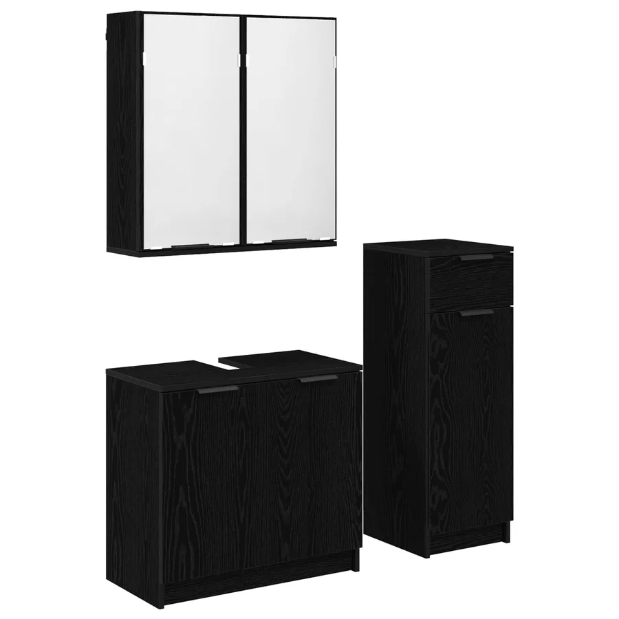 Ensemble de mobilier de salle de bain 3 pcs Chêne noir - 2
