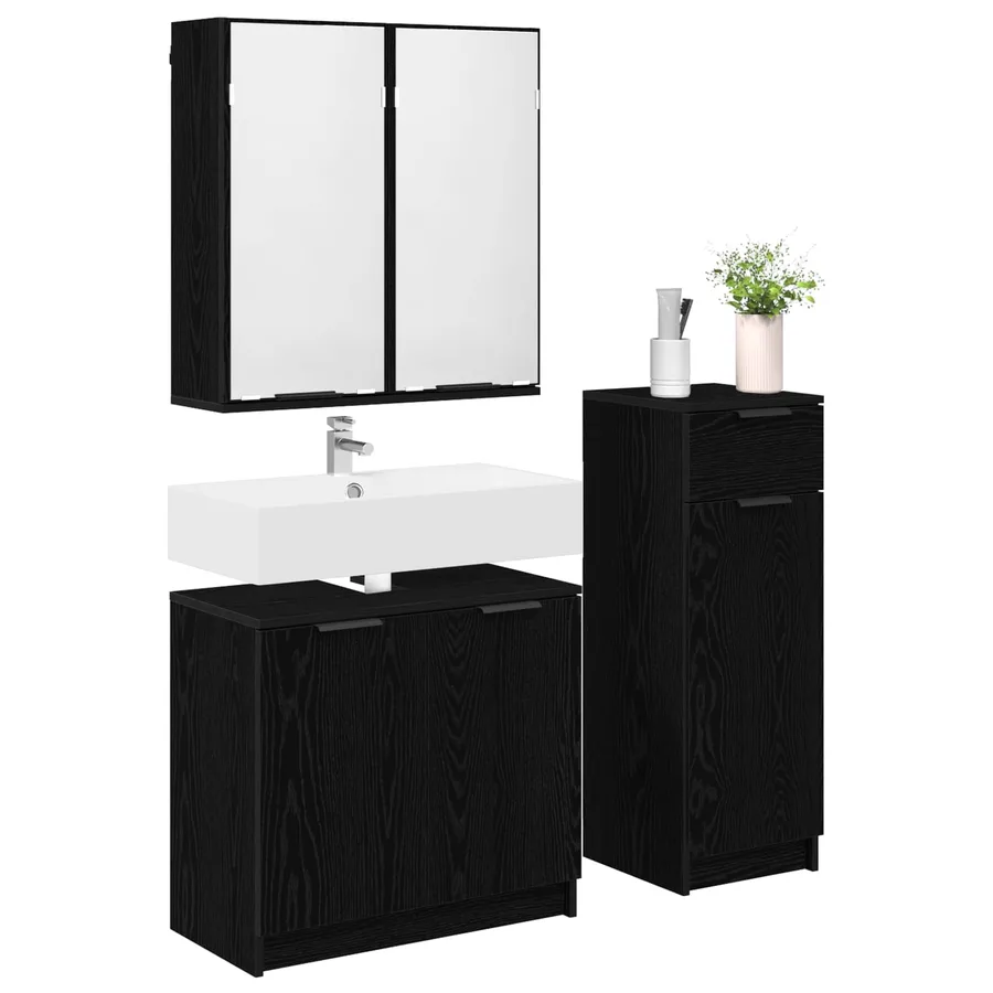 Ensemble de mobilier de salle de bain 3 pcs Chêne noir - 3