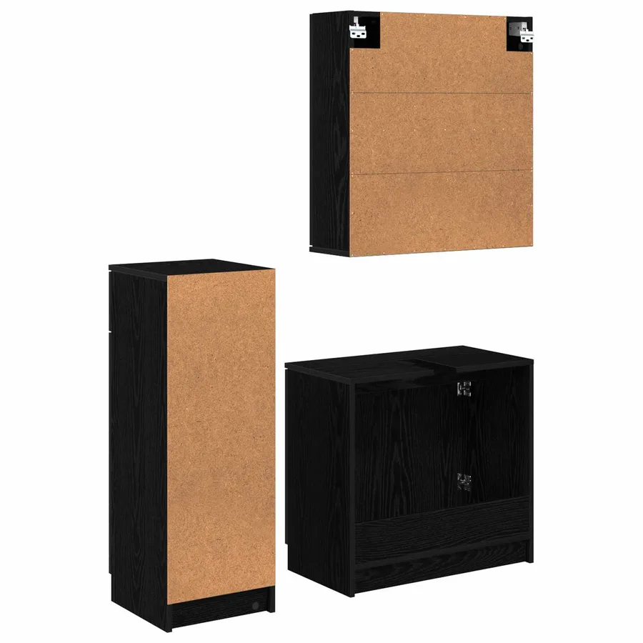 Ensemble de mobilier de salle de bain 3 pcs Chêne noir - 8