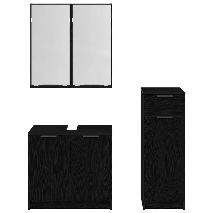 Ensemble de mobilier de salle de bain 3 pcs Chêne noir - 9
