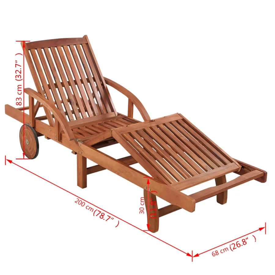 Chaise longue avec table Bois d'acacia solide - 10