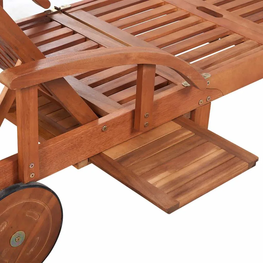 Chaise longue avec table Bois d'acacia solide - 6
