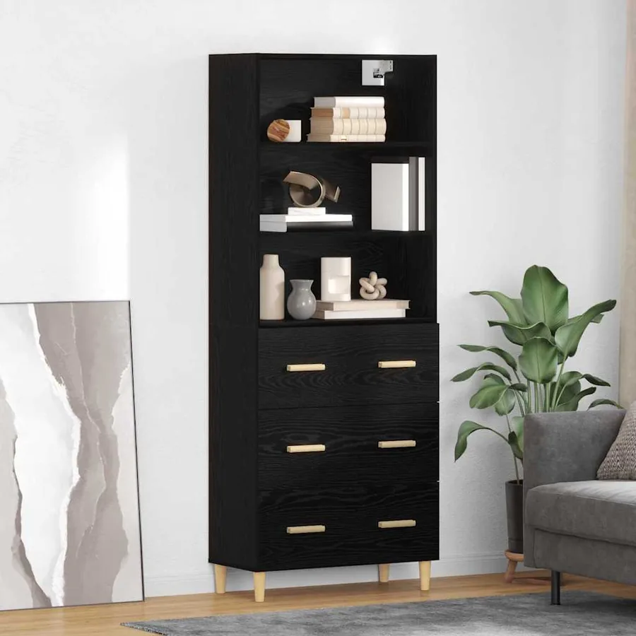 Haut Armoire Chêne noir 69,5 x 32,5 x 180 cm Bois d'ingénierie