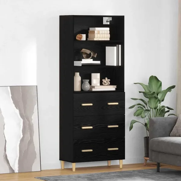 Haut Armoire Chêne noir 69,5 x 32,5 x 180 cm Bois d'ingénierie