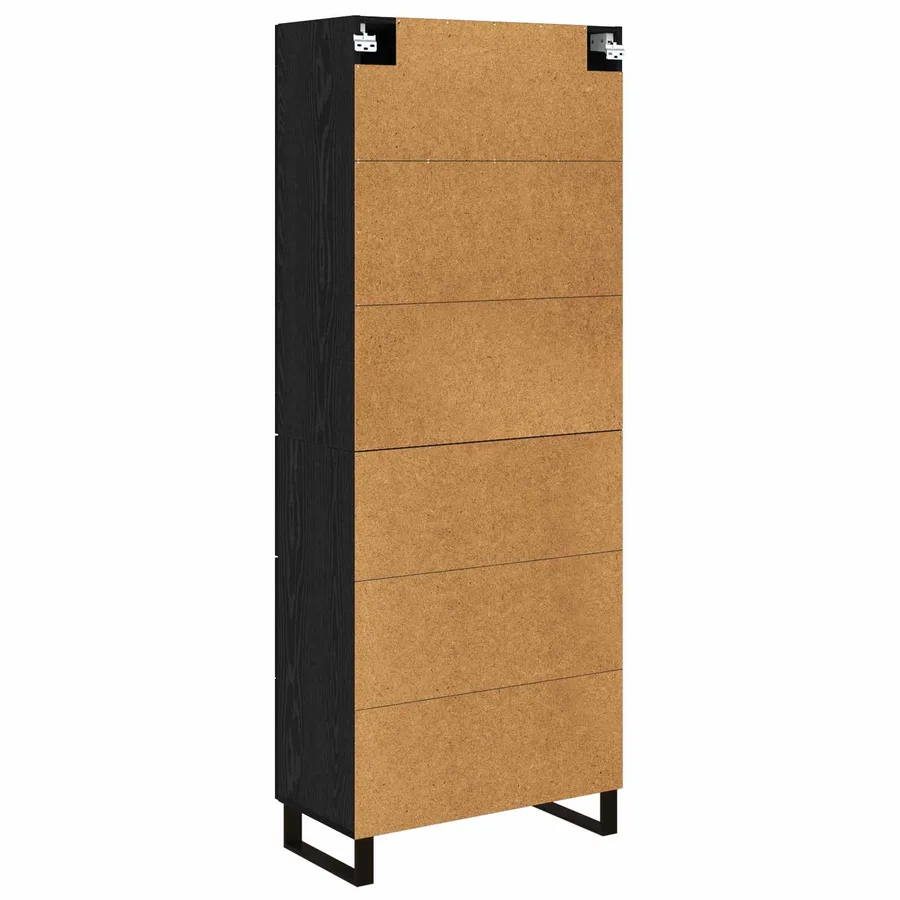 Haut Armoire 2 pcs Chêne noir Bois Aggloméré et Verre - 10