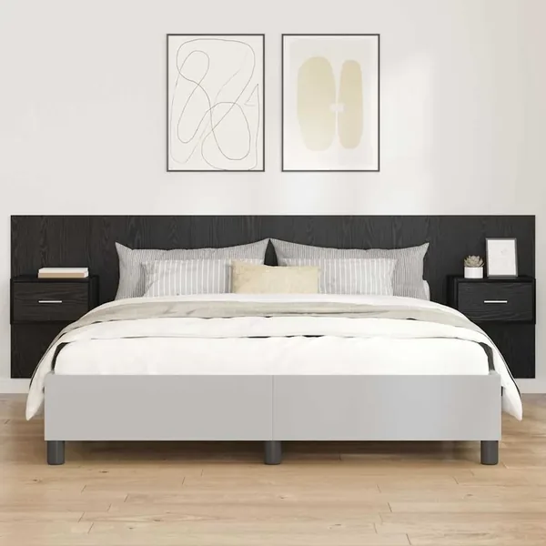 Tête de lit avec armoire 3 pcs Chêne noir Bois d'ingénierie