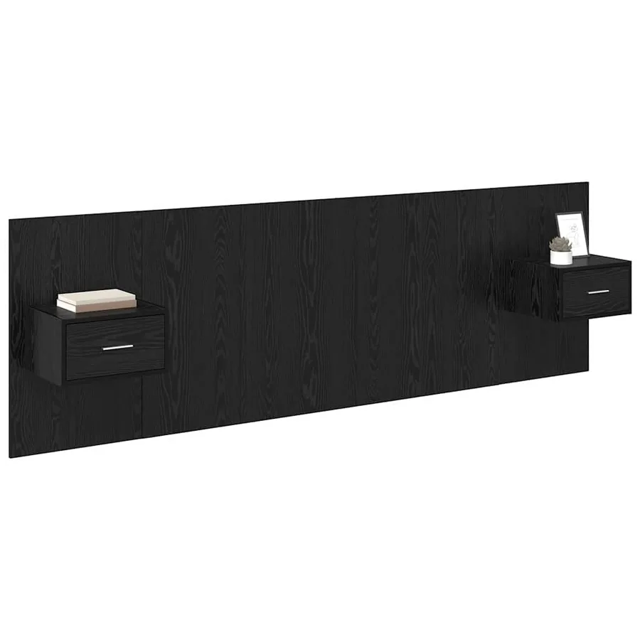 Tête de lit avec armoire 3 pcs Chêne noir Bois d'ingénierie - 3