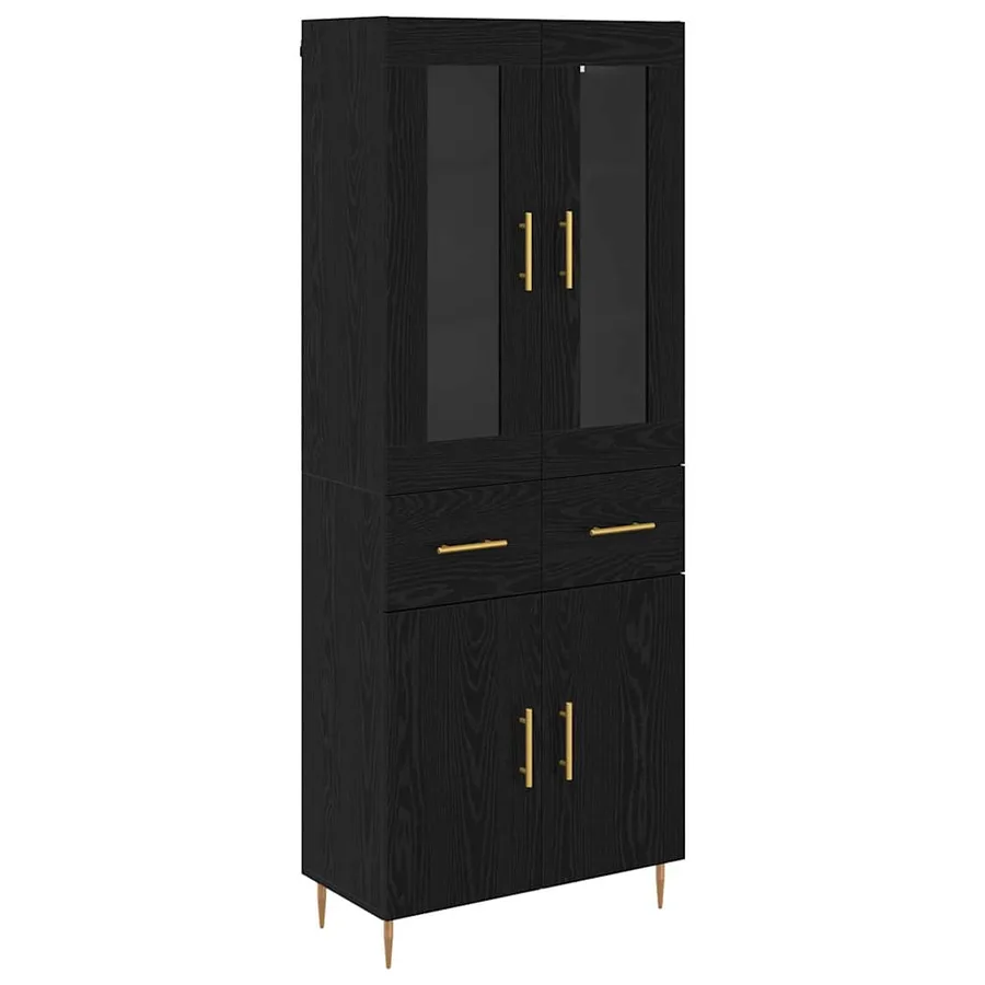 Haut Armoire avec tiroir 2 pcs Chêne noir Bois d'ingénierie - 2
