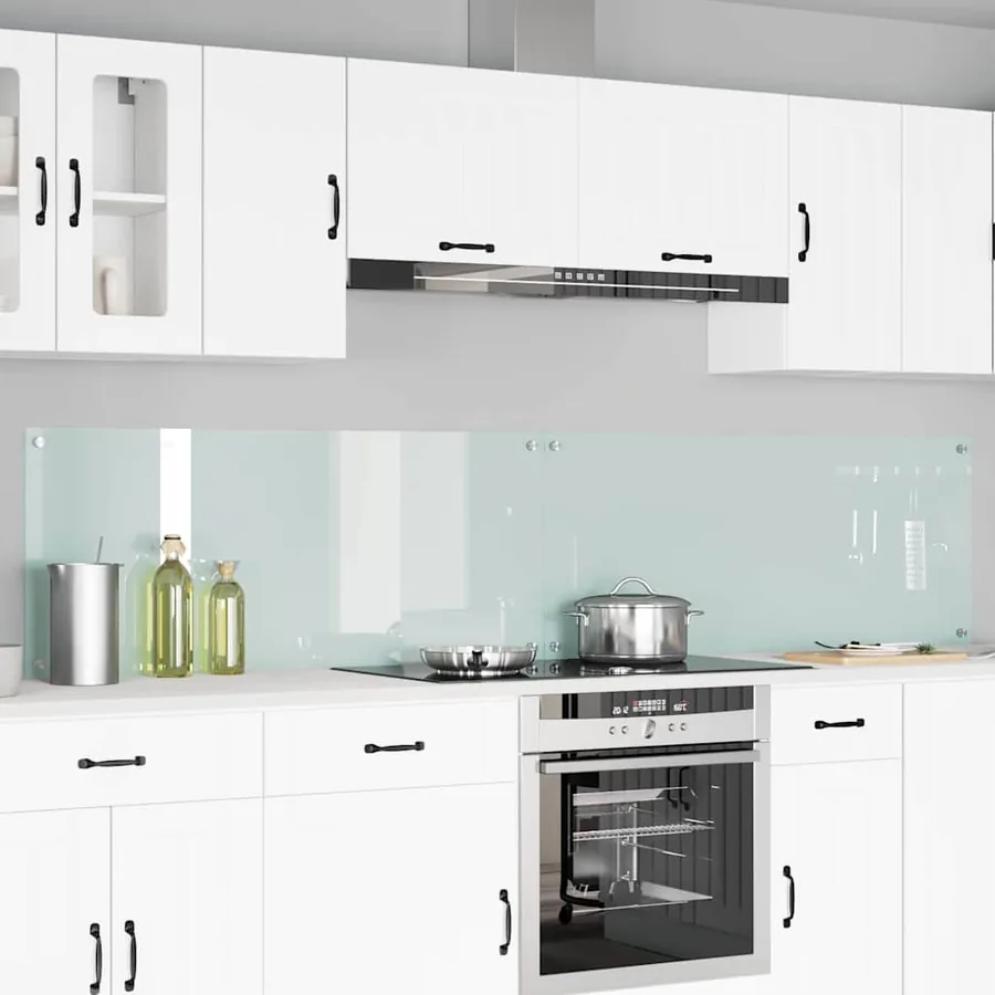 Crédence de cuisine 2 pcs Blanc 120 x 50 cm verre trempé