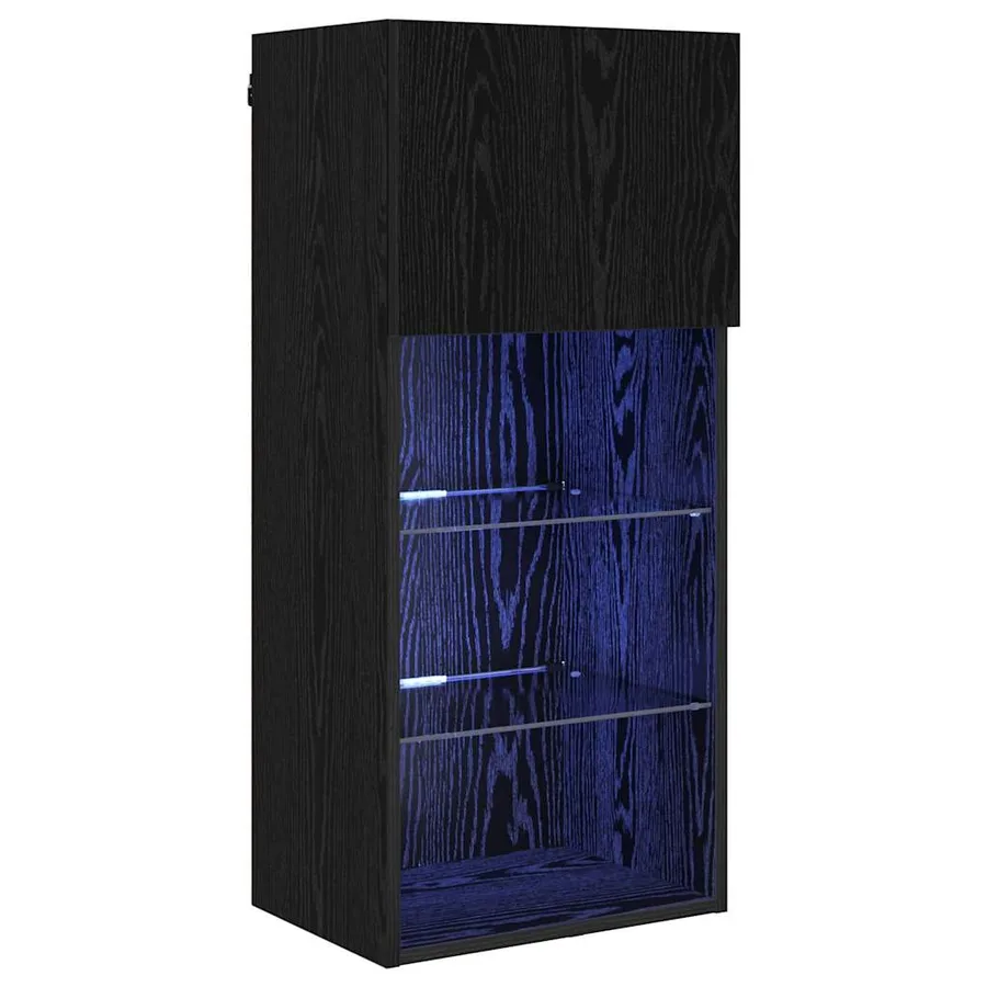 Meuble TV mural Chêne noir 40,5 x 30 x 90 cm Bois d'ingénierie - 2