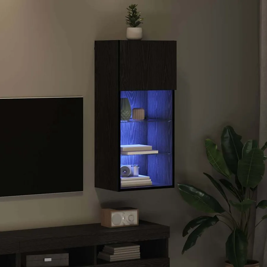 Meuble TV mural Chêne noir 40,5 x 30 x 90 cm Bois d'ingénierie - 5