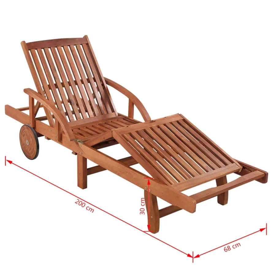 Chaise longue bois massif d'acacia - 7
