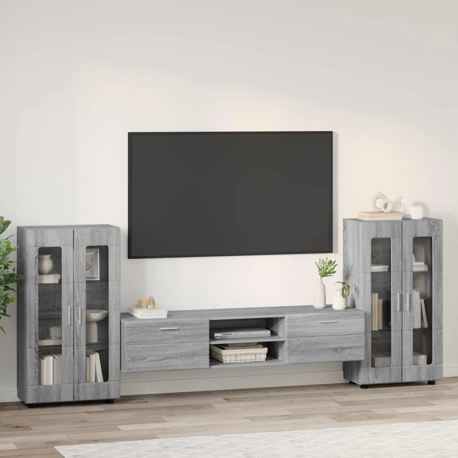 Ensemble meuble TV FLORIN 3 pcs Gris Sonoma Bois d'ingénierie - 4