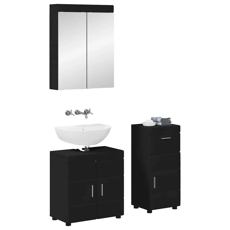 Ensemble de mobilier de salle de bain TULUM 3 pcs Noir - 2
