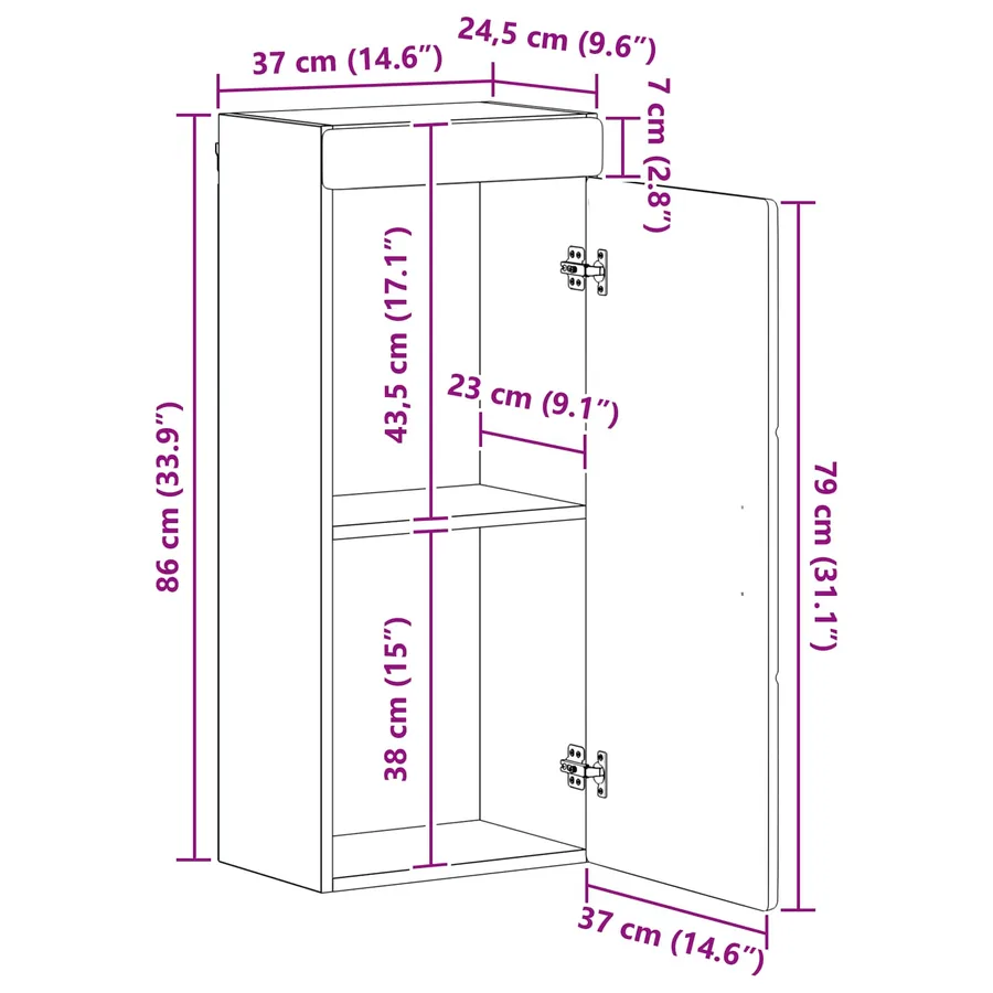 Armoire murale de salle de bain avec étagère TULUM Gris béton - 16