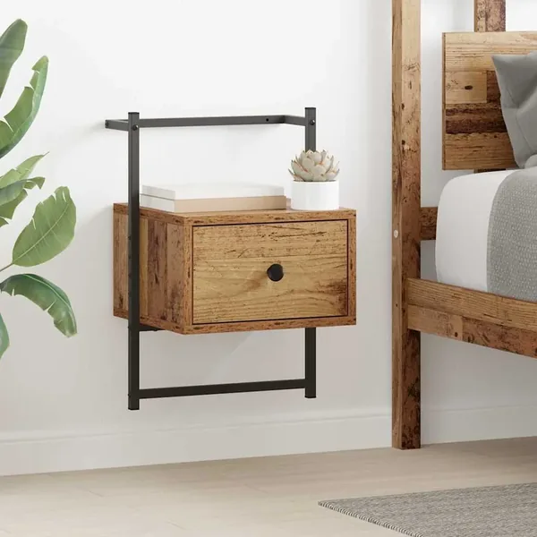 Cabinet de chevet avec tiroir 2 pcs Bois ancien 35 x 30 x 51 cm