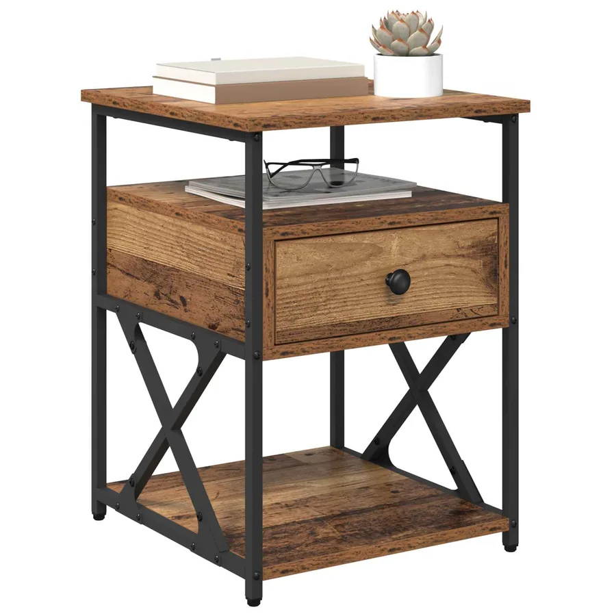 Cabinet de chevet Bois ancien 40 x 42 x 55 cm Bois d'ingénierie - 3