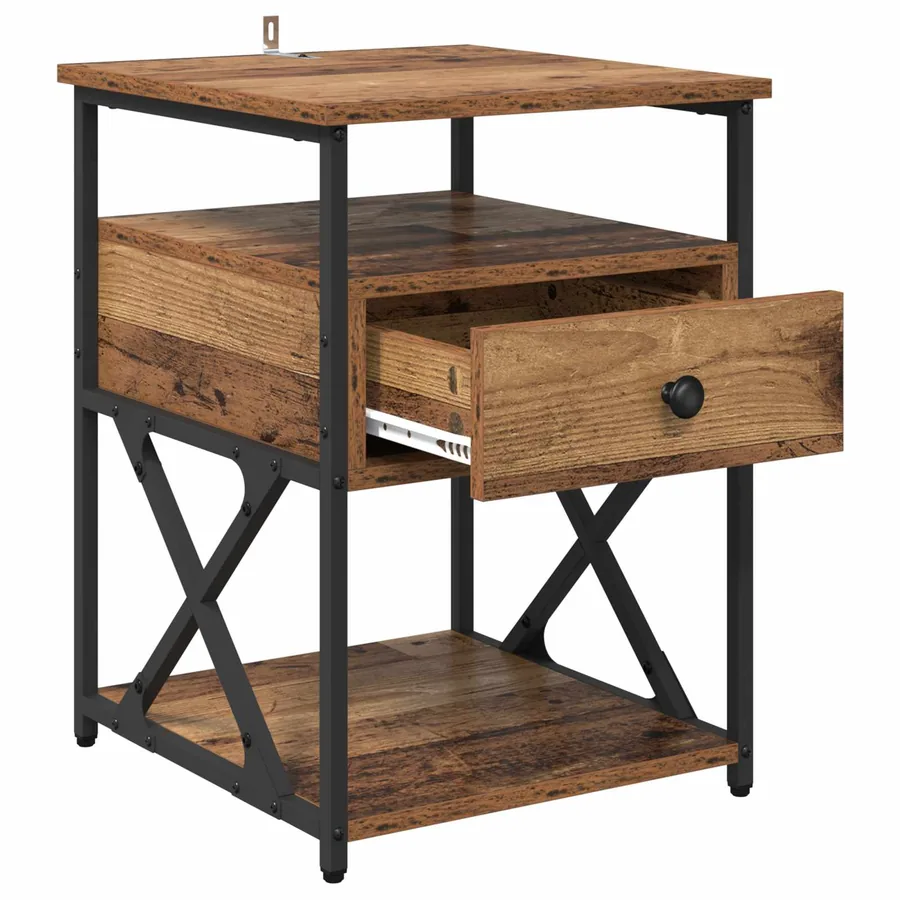 Cabinet de chevet Bois ancien 40 x 42 x 55 cm Bois d'ingénierie - 5