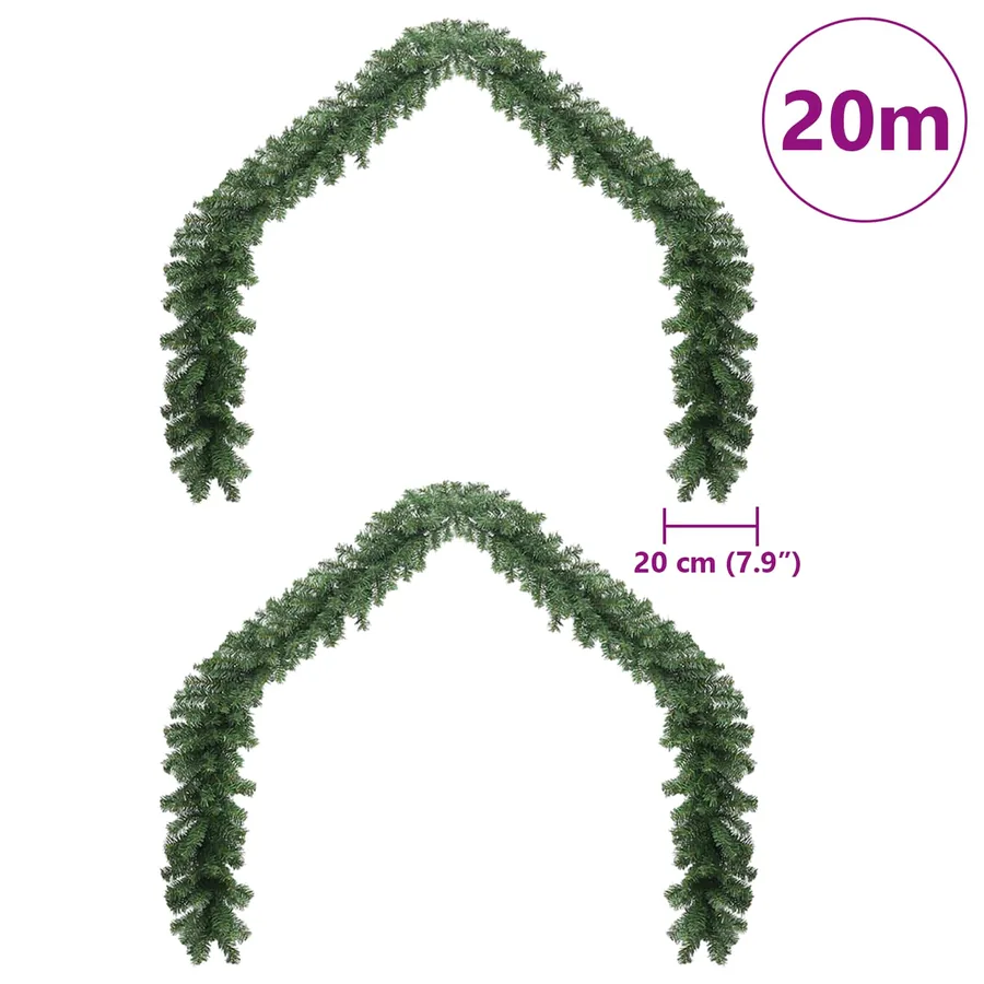 Guirlande de Noël 2 pcs Vert 20 m PVC - 6