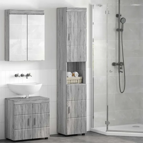 Ensemble d'armoire de salle de bain TULUM Gris Sonoma