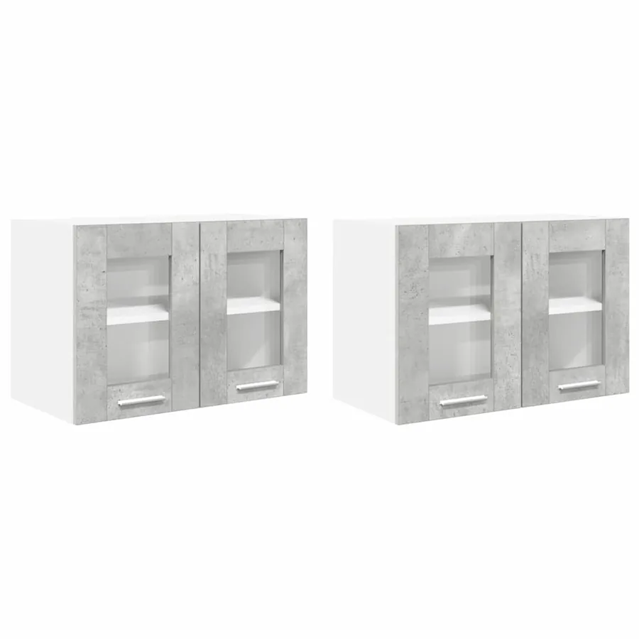 Armoire suspendue avec porte 2 pcs Gris béton 60 x 31 x 40 cm - 2