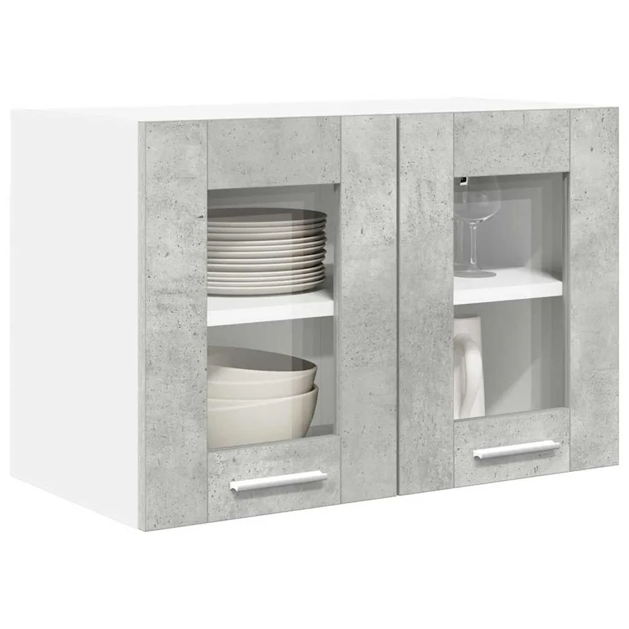 Armoire suspendue avec porte 2 pcs Gris béton 60 x 31 x 40 cm - 3