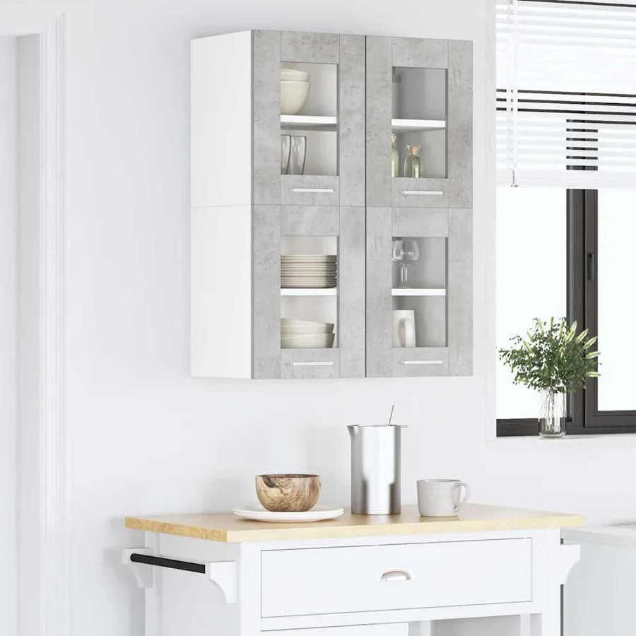Armoire suspendue avec porte 2 pcs Gris béton 60 x 31 x 40 cm - 4