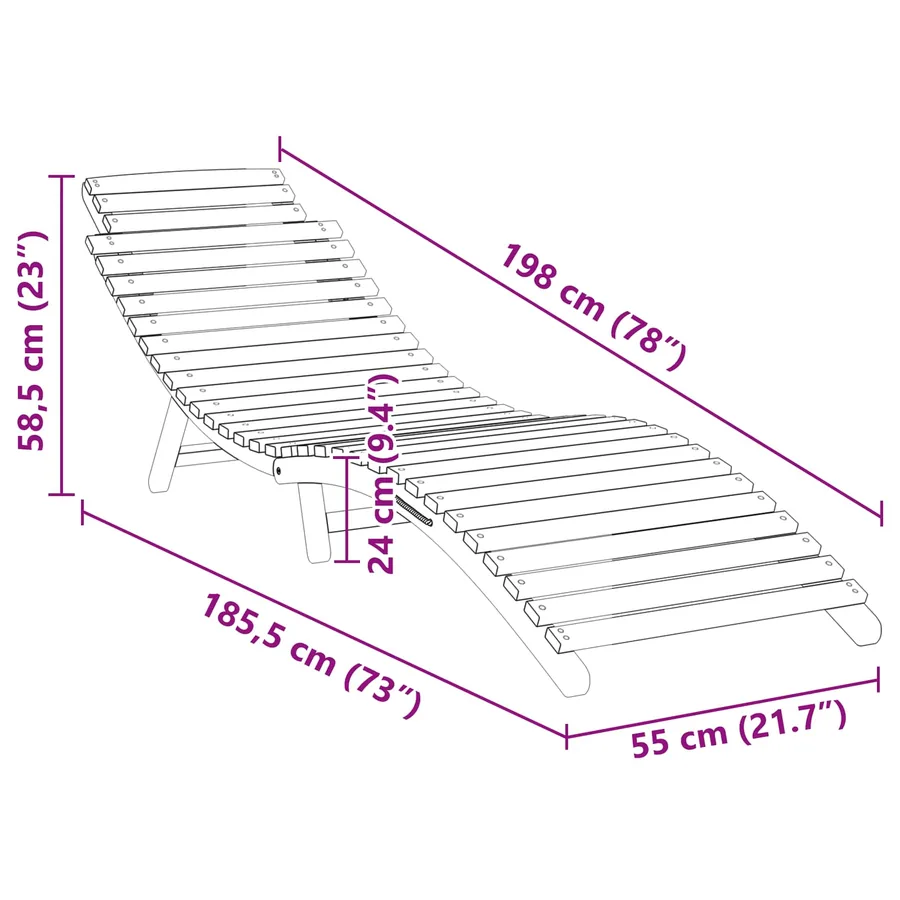 Transat Marron 198 x 55 x 58,5 cm Bois de teck massif - 11