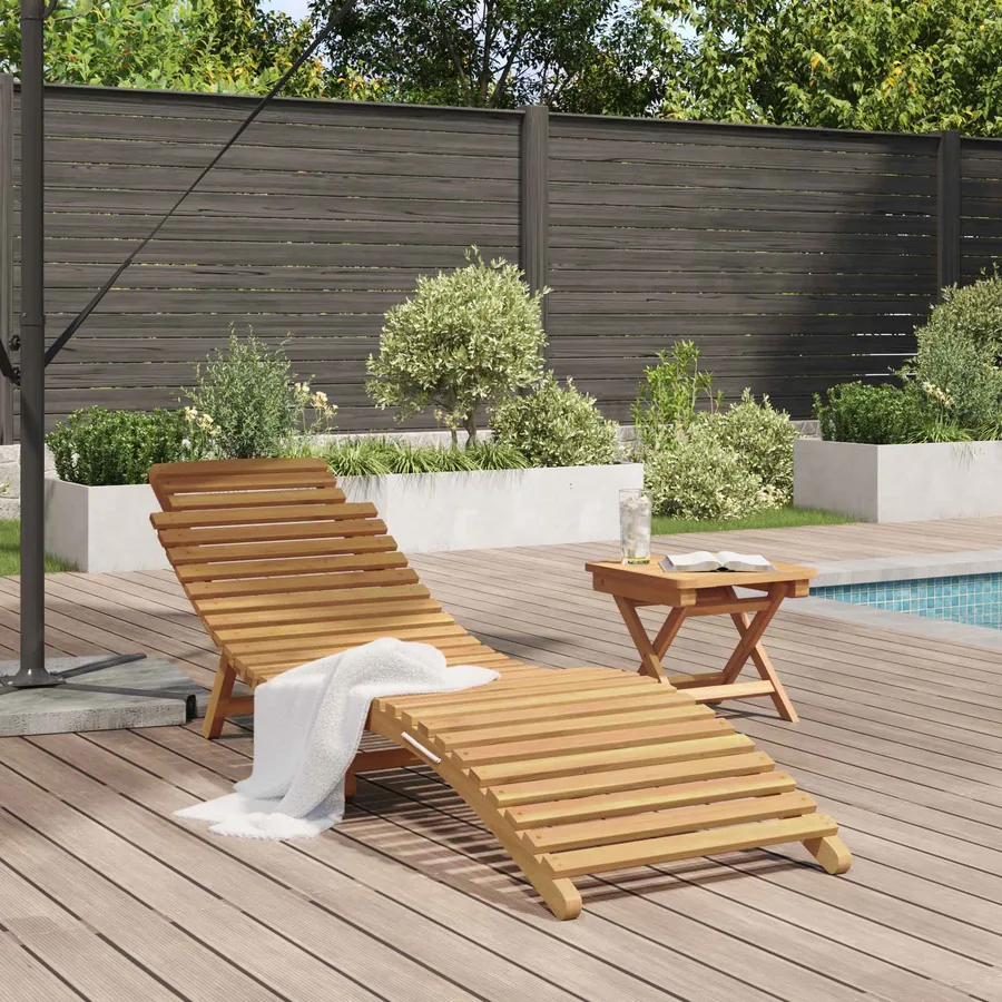 Transat Marron 198 x 55 x 58,5 cm Bois de teck massif - 3