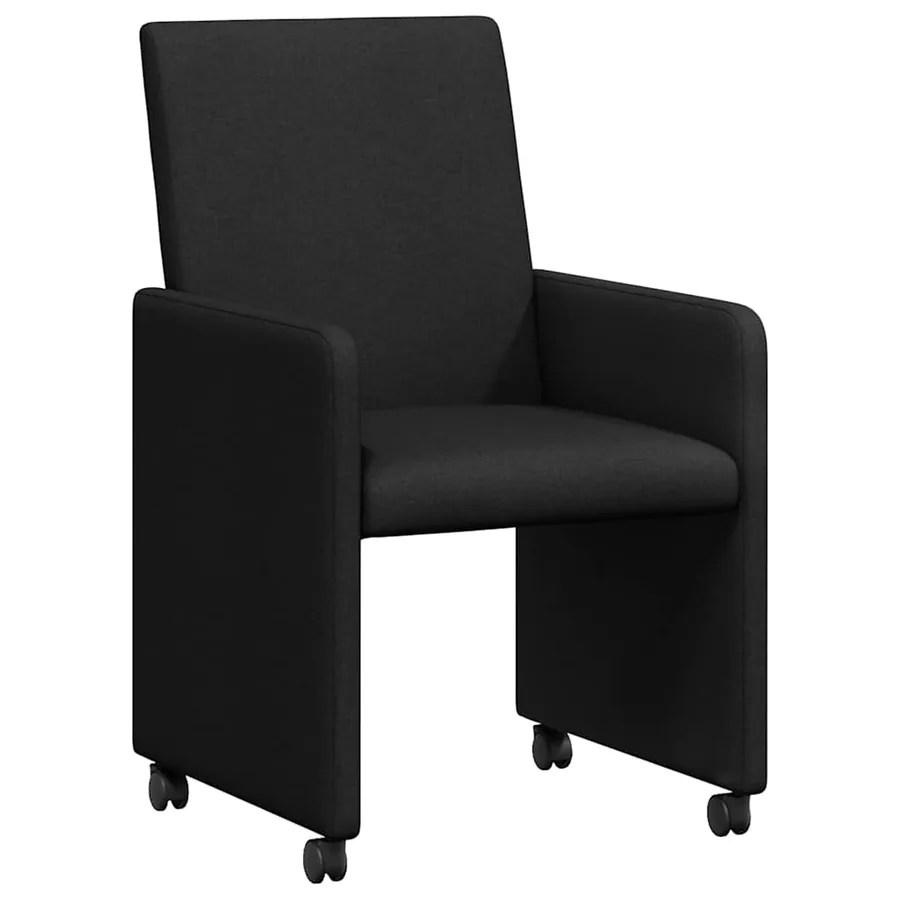 Chaises de Salle à Manger avec Roues 2 pcs Noir 57 x 66 x 94 cm - 2