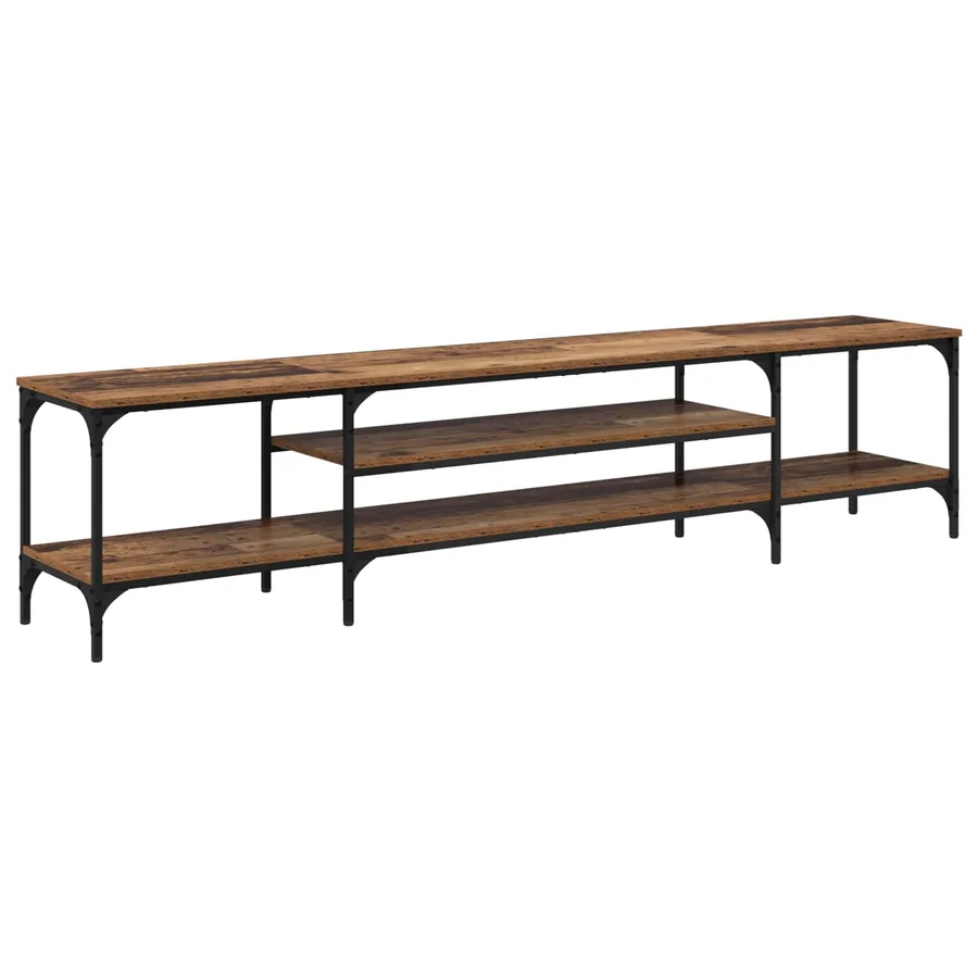 Meuble TV Bois Ancien 201 x 35 x 45 cm Bois d'ingénierie et fer - 2