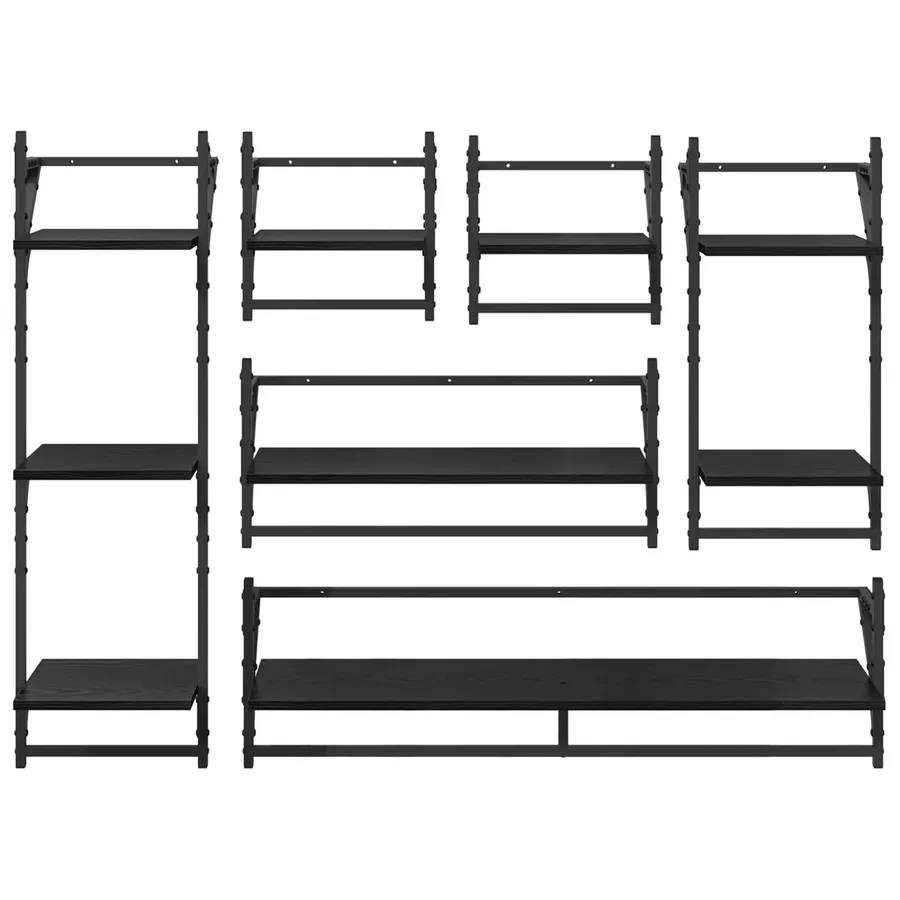 Ensemble d'étagères murales 6 pcs Chêne noir 100 x 25 x 30 cm - 10