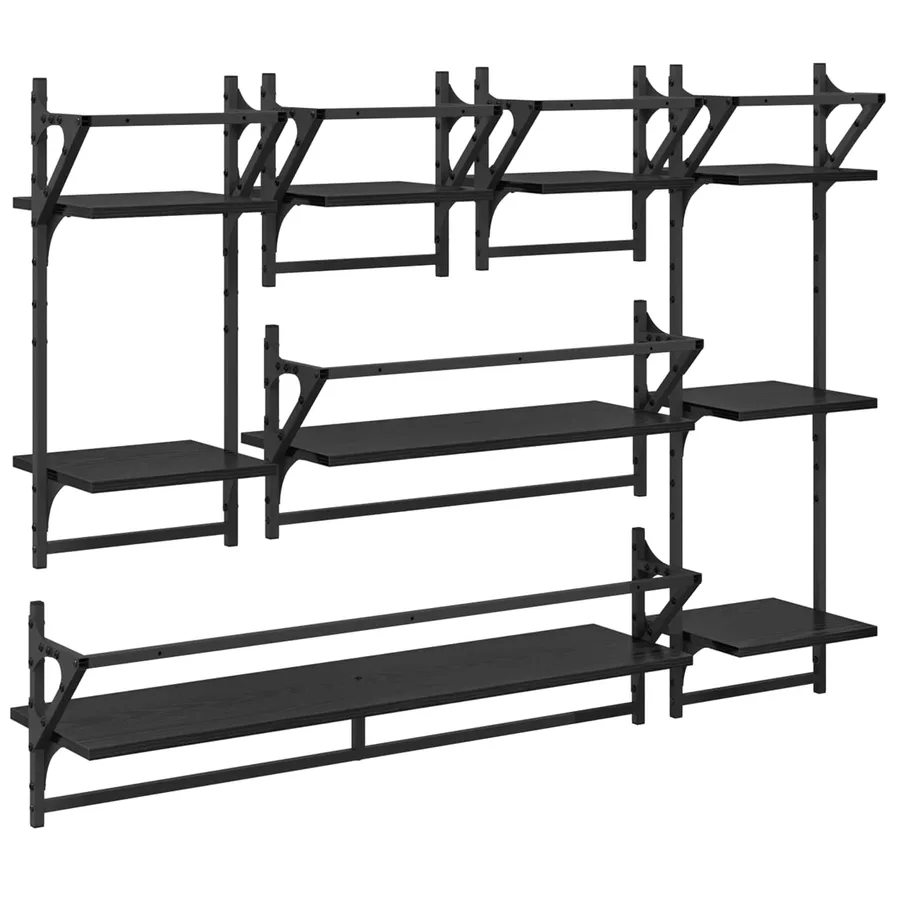 Ensemble d'étagères murales 6 pcs Chêne noir 100 x 25 x 30 cm - 17