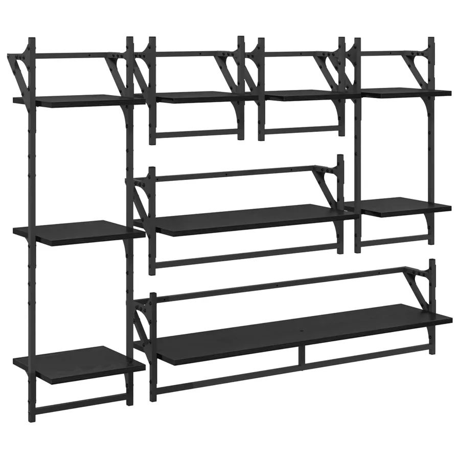 Ensemble d'étagères murales 6 pcs Chêne noir 100 x 25 x 30 cm - 2
