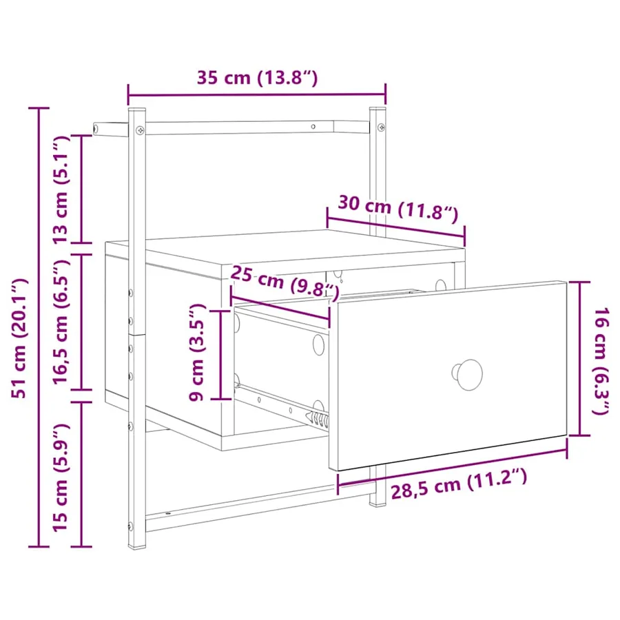 Cabinet de chevet 2 pc Chêne artisanal 35 x 30 x 51 cm - 15