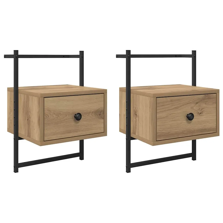 Cabinet de chevet 2 pc Chêne artisanal 35 x 30 x 51 cm - 2