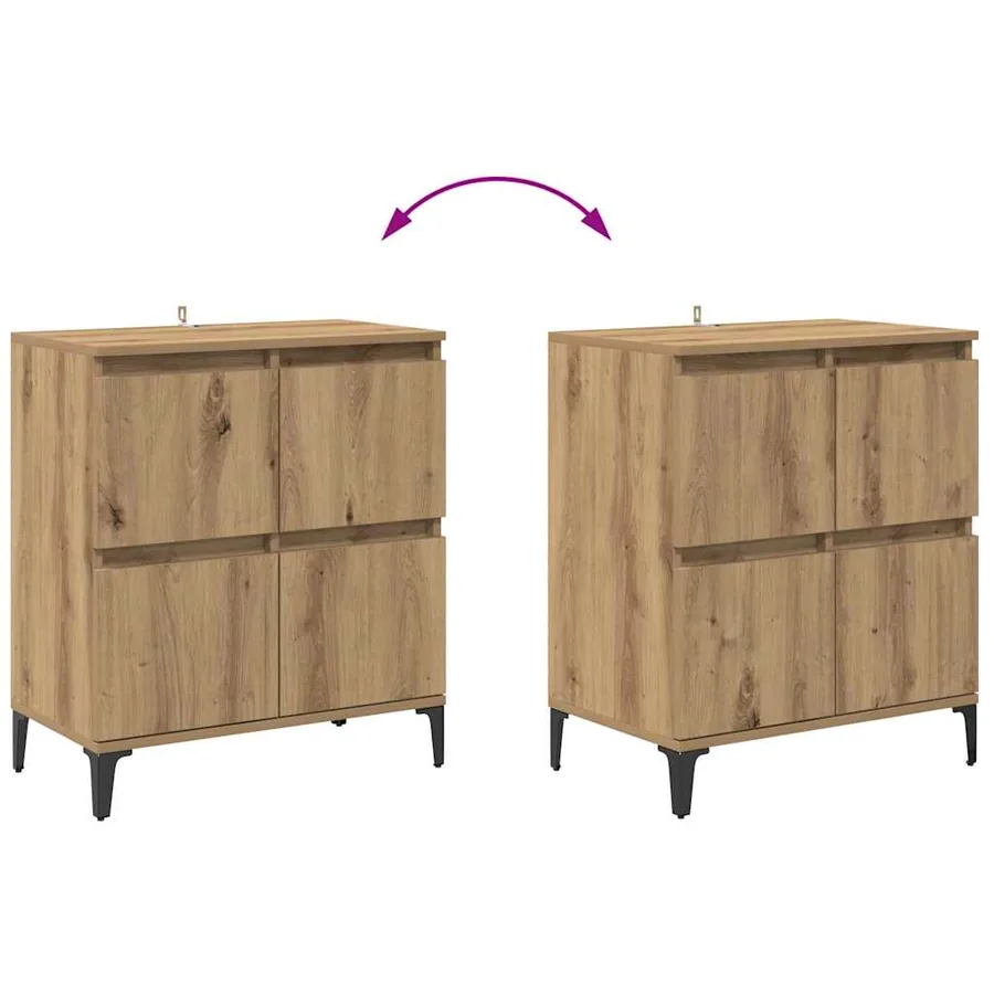 Buffets 3 pcs Chêne artisanal 60 x 35 x 70 cm Bois d'ingénierie - 8