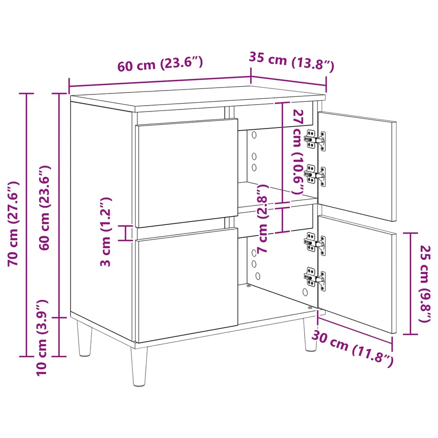 Buffet Bois Ancien 60 x 35 x 70 cm Bois d'ingénierie - 13